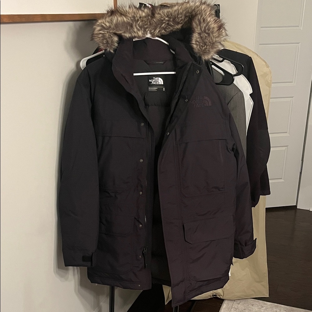 The North Face Men's Black Puffer Jacket with Fur Hood